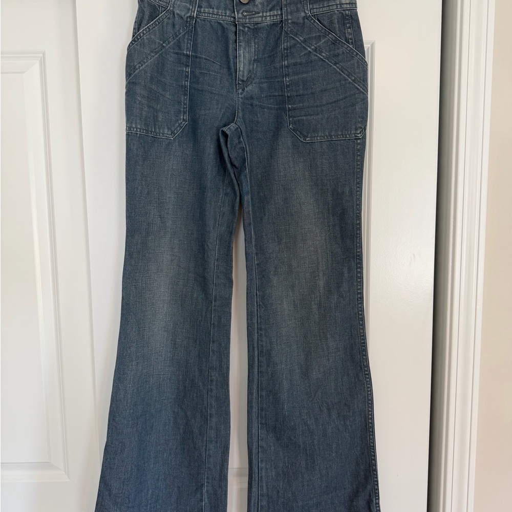 Fossil Women's Flared Wide-Leg Jeans in Faded Blue